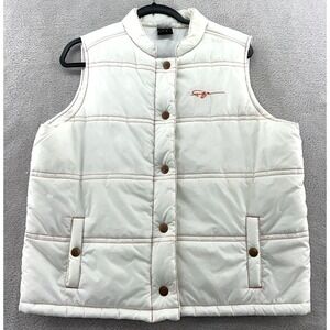 VTG Fubu Vest Men's 1X White Puffer Vest Snap Button Up Zip Y2K HipHop